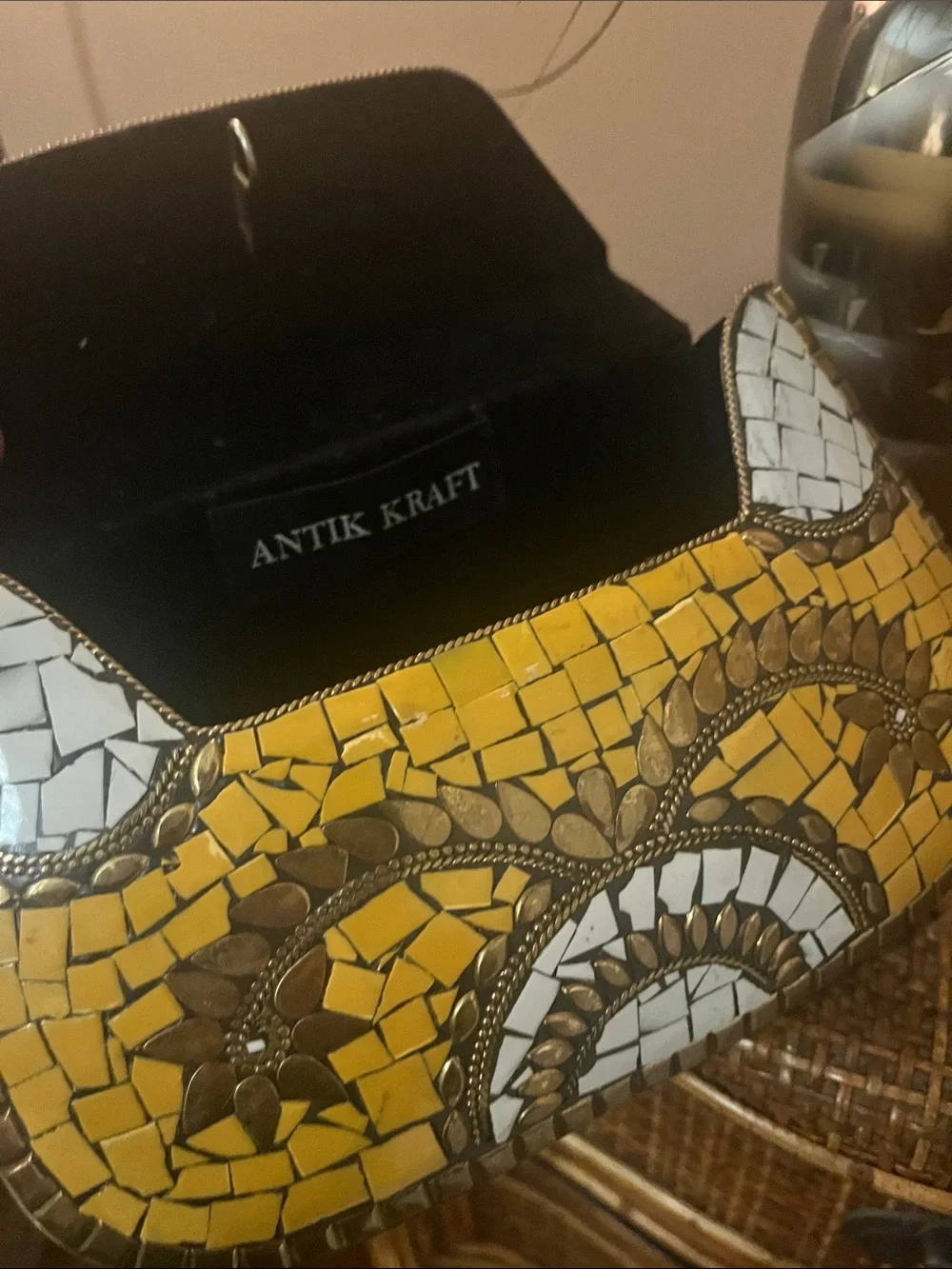 Antik Kraft Yellow Mosaic Tile Clutch